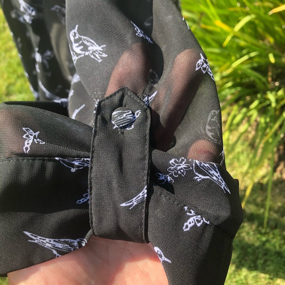 Sheer Patterned Blouse Half Button Up By Torrid - image 6